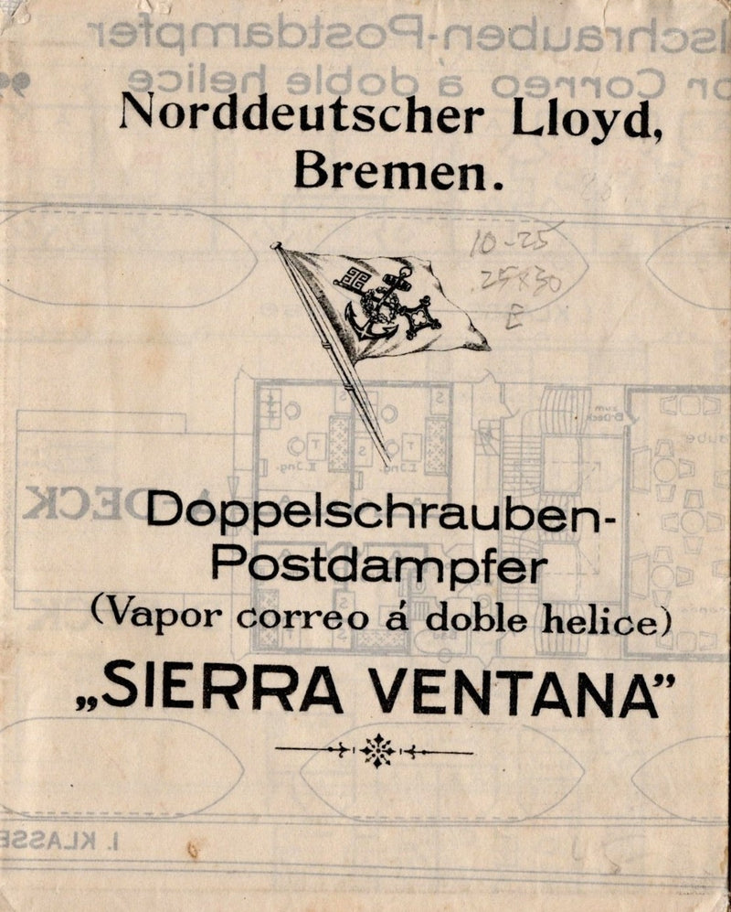 SIERRA VENTANA: 1923 - Full ship deck plan form 1925
