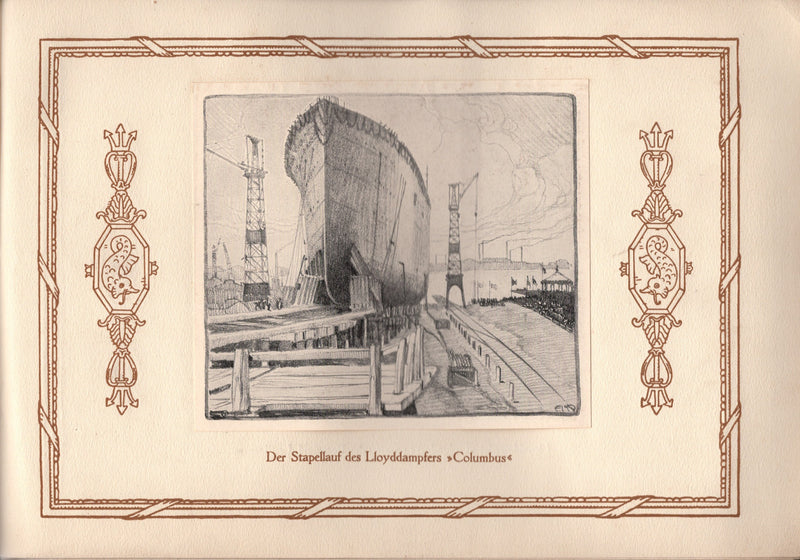 COLUMBUS: 1914 - Prestige pre-maiden voyage intro brochure for ship taken away by war