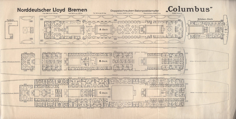 COLUMBUS: 1914 - Prestige pre-maiden voyage intro brochure for ship taken away by war