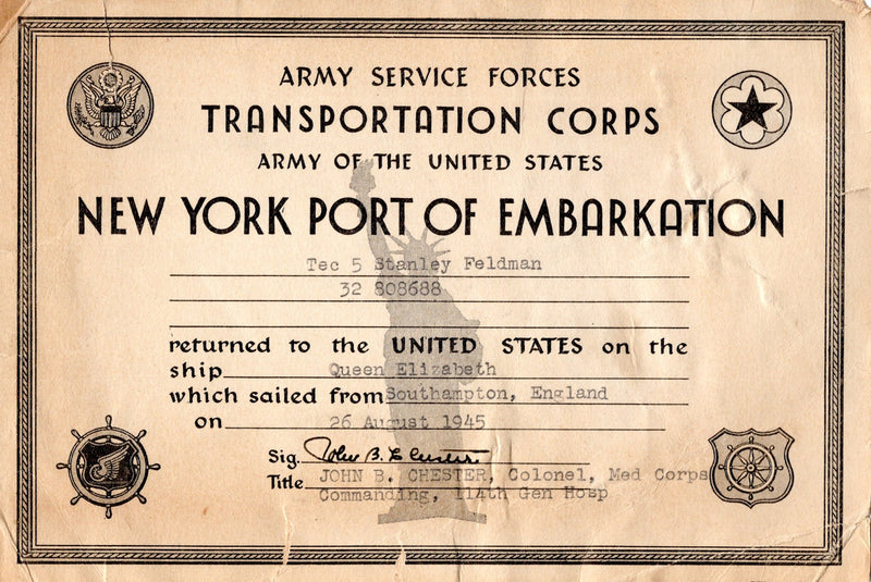 QUEEN ELIZABETH: 1940 - 3 WW2 troopship menus & embarkation card
