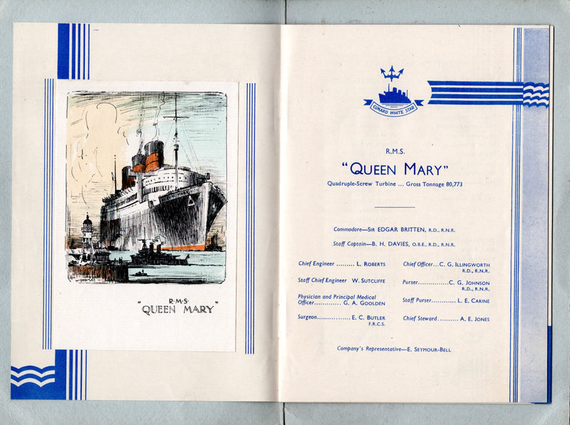 QUEEN MARY: 1936 - Voyage #2 Cabin (First) Class passenger list from June 17, 1936