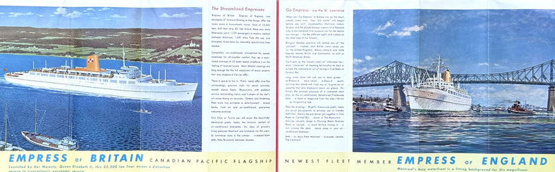 Various Ships - 1957 Canadian Pacific "Go EMPRESS to Europe" brochure
