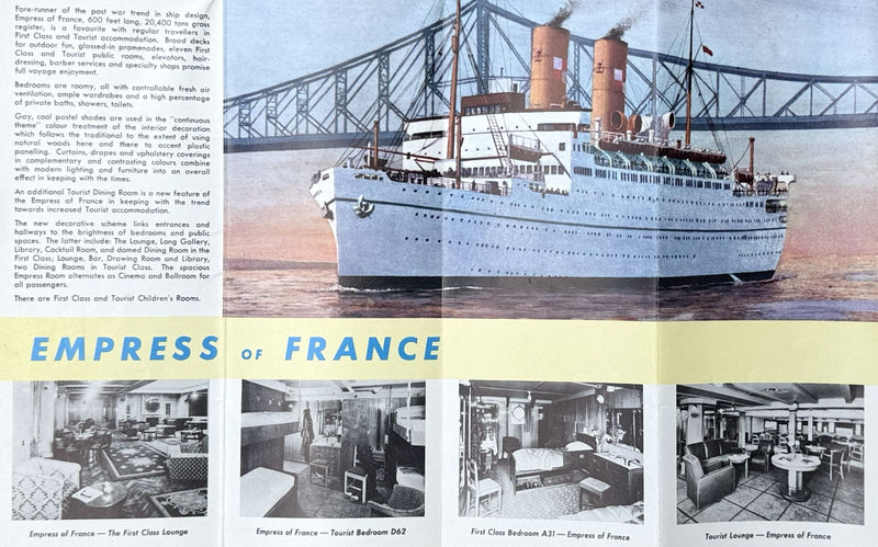 Various Ships - 1957 Canadian Pacific "Go EMPRESS to Europe" brochure