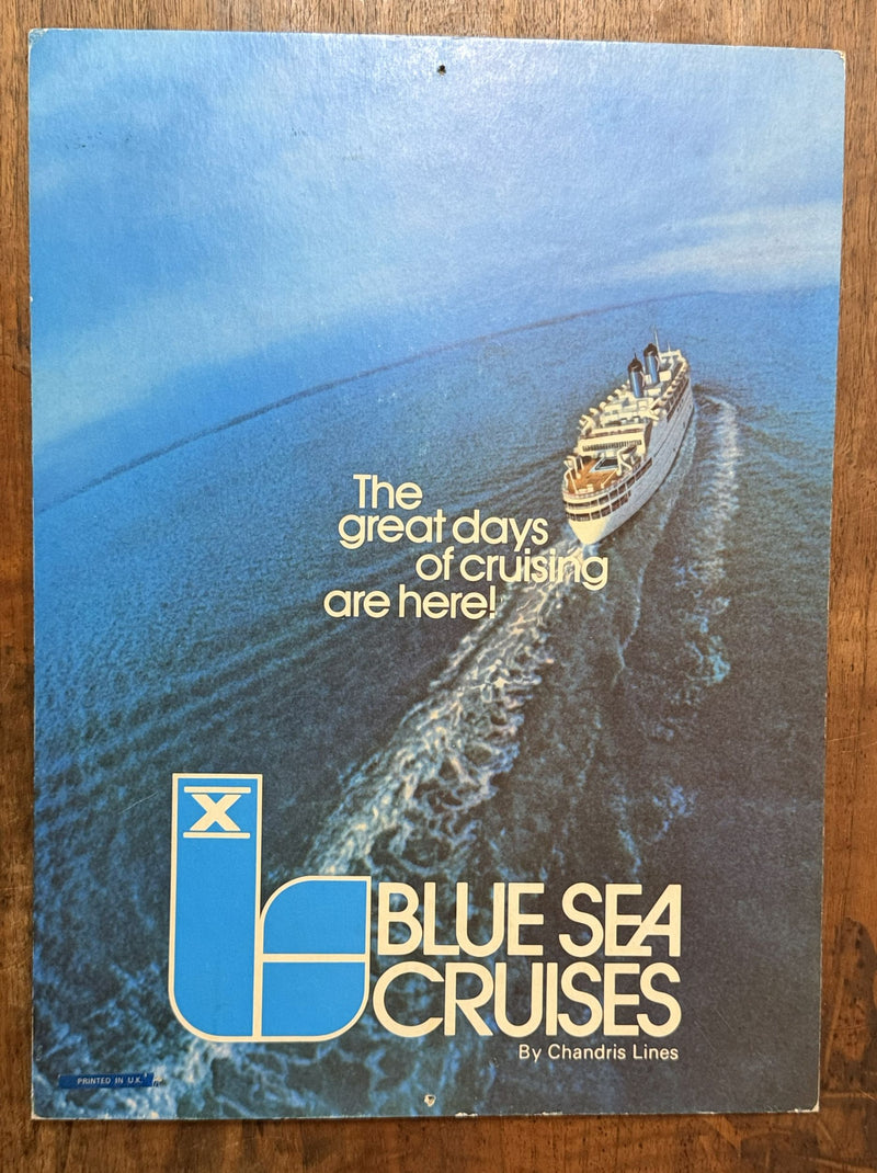 ELLINIS: 1933 - Circa 1972 agency standee for Blue Sea Cruises