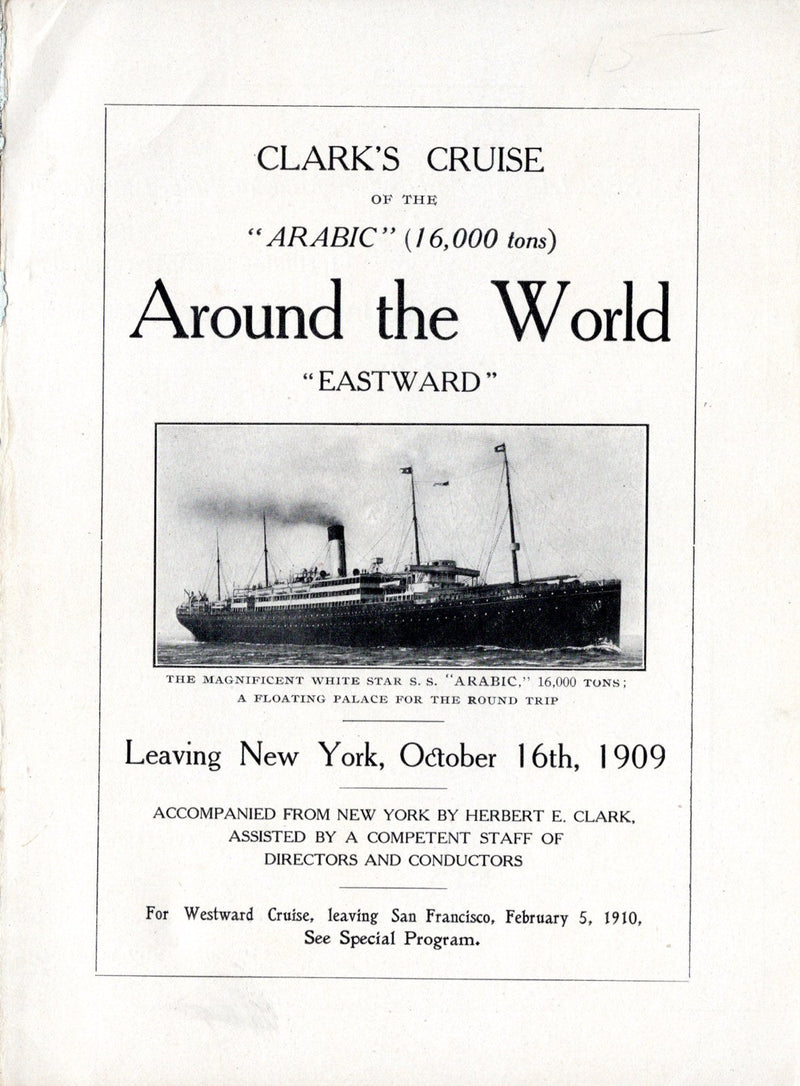 ARABIC: 1903 - Rare 1909 Around-the-World booklet + separate deck plan