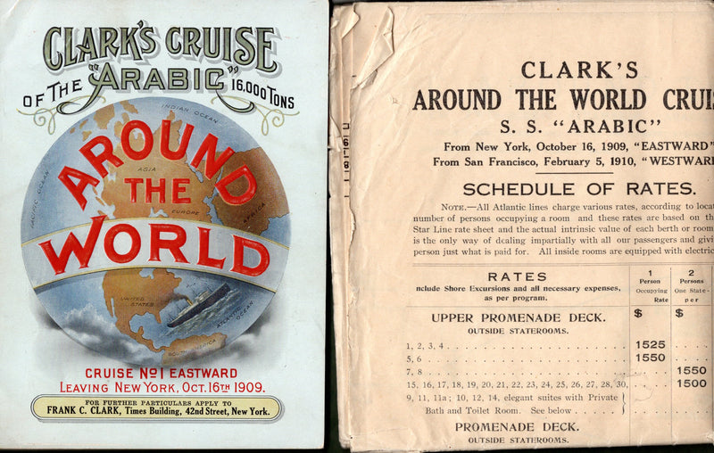 ARABIC: 1903 - Rare 1909 Around-the-World booklet + separate deck plan