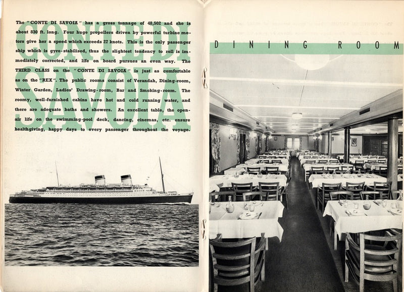 REX & CONTE DI SAVOIA: 1932 - Excellent Third Class interiors brochure