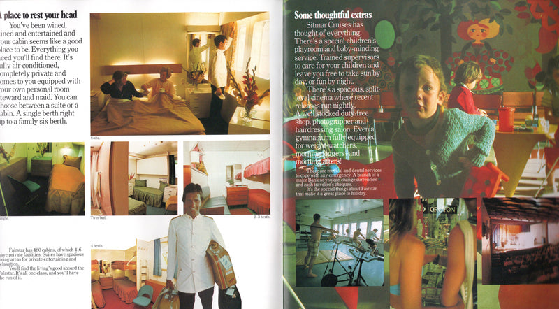 FAIRSTAR: 1957 - Deluxe 1977-78 Australian cruise brochure w/ interiors & plans