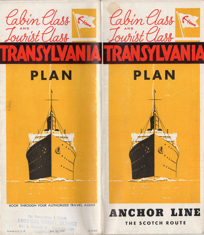 TRANSYLVANIA: 1925 - Cabin & Tourist deck plan w/ color-coding & interiors