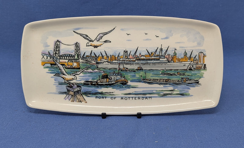 ROTTERDAM: 1959 - Pin dish w/ ship in Rotterdam harbor