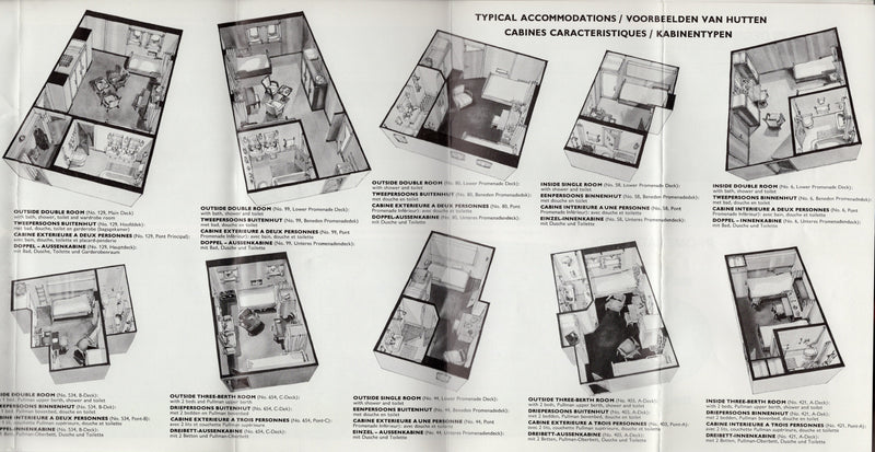 NIEUW AMSTERDAM: 1938 - First & Tourist deck plan from 1968