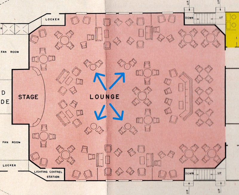 UNITED STATES: 1952 - Lovely cocktail table from Cabin Class Lounge