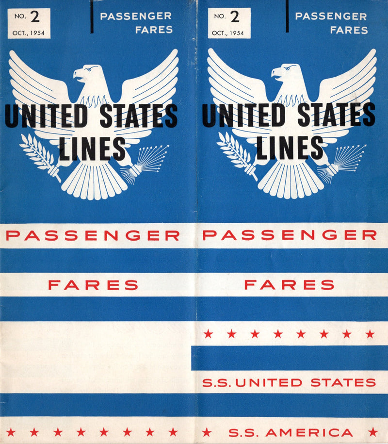 AMERICA & UNITED STATES - 1954 passenger fares