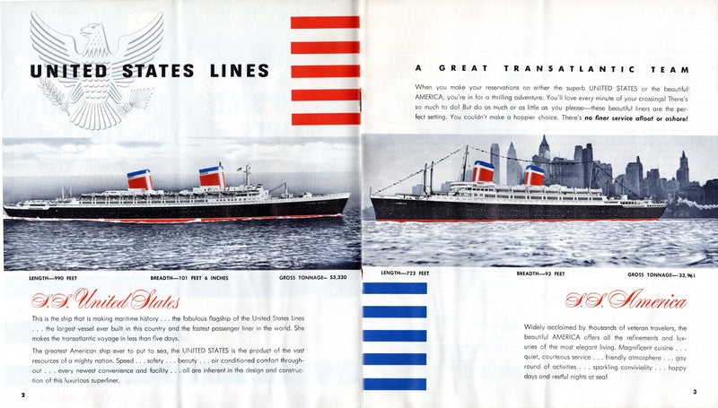 AMERICA & UNITED STATES - Detailed, 24-page 1958 passenger rates brochure