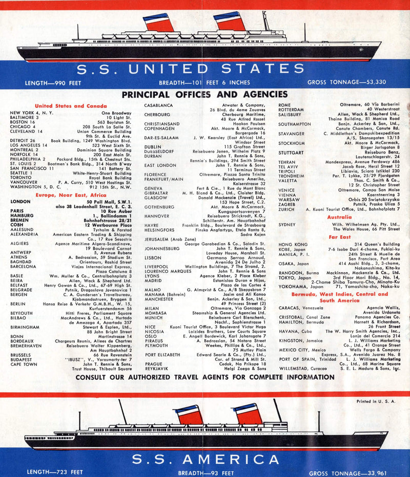 AMERICA & UNITED STATES - Detailed, 24-page 1958 passenger rates brochure