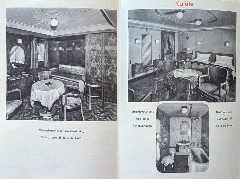 EUROPA: 1930 - Big deck plan booklet from 1937 with cabin photos