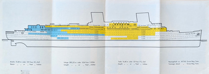 EUROPA: 1930 - Big deck plan booklet from 1937 with cabin photos