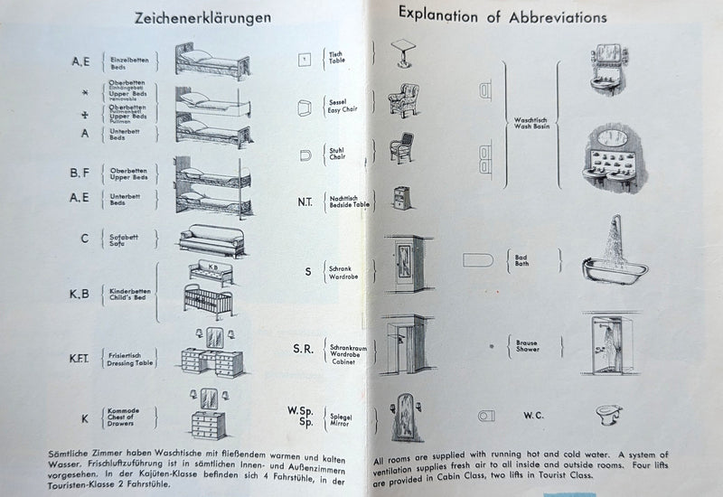 EUROPA: 1930 - Big deck plan booklet from 1937 with cabin photos