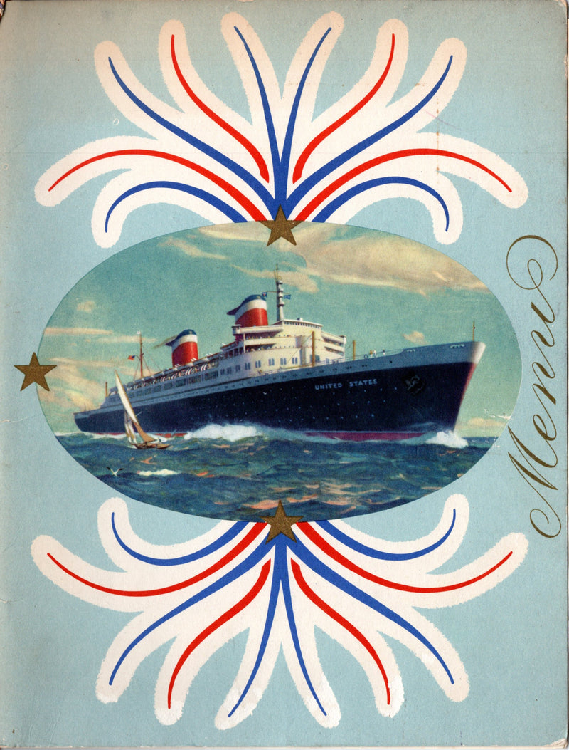 UNITED STATES: 1952 - First Class Gala Menu w/ messages August 11, 1952