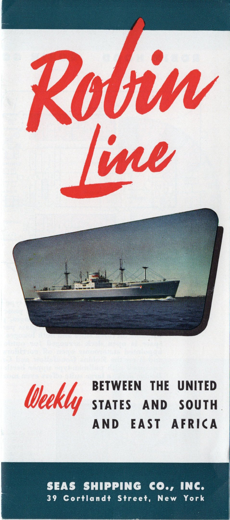 Various Ships - 1950s Robin Line fleet brochure w/ deck plans