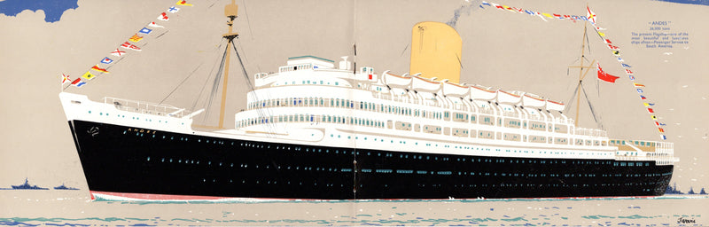 Various Ships - Royal Mail Line 1953 Coronation brochure w/ lovely Jarvis illustrations