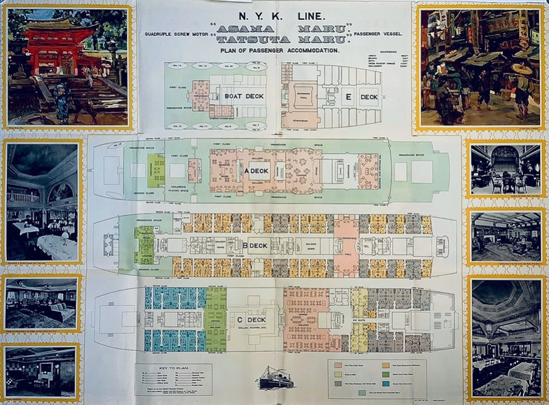 ASAMA MARU & TATSUTA MARU - Large 1931 deco plan plan & interiors brochure