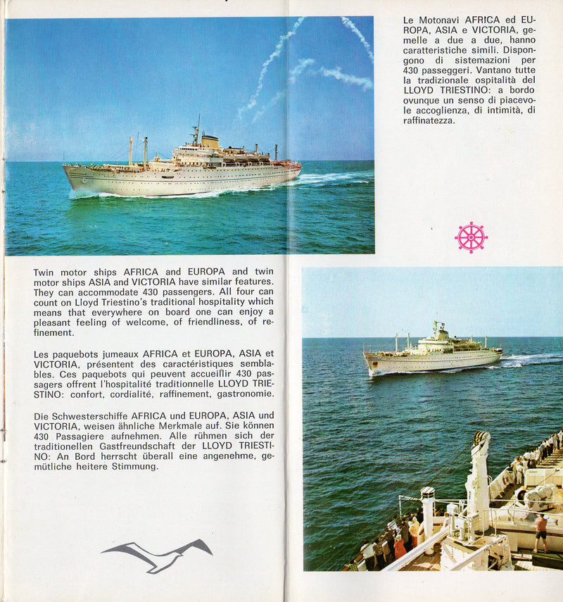 AFRICA, EUROPA, ASIA & VICTORIA - 1972 color interiors brochure w/ deck plans