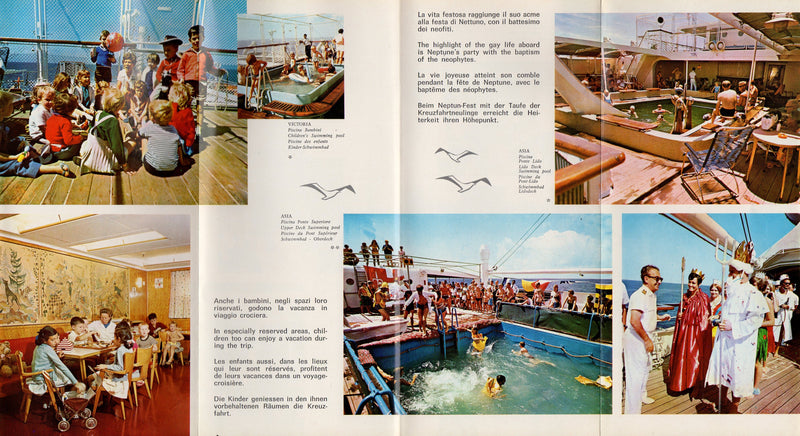 AFRICA, EUROPA, ASIA & VICTORIA - 1972 color interiors brochure w/ deck plans
