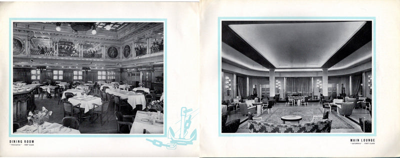 SATURNIA & VULCANIA - Circa 1950 deluxe First & Cabin Class interiors in French