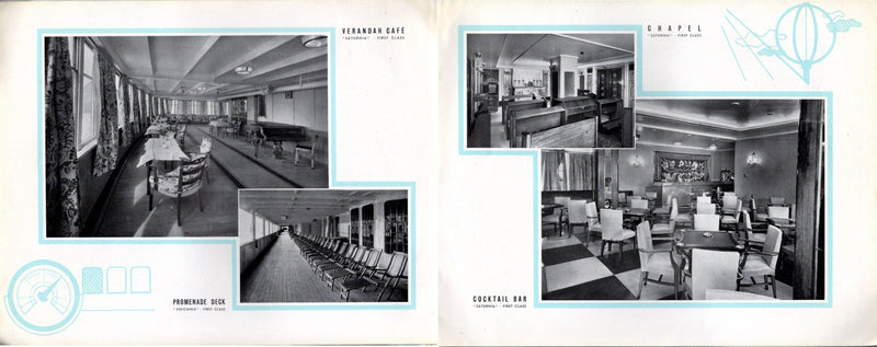 SATURNIA & VULCANIA - Circa 1950 deluxe First & Cabin Class interiors in French