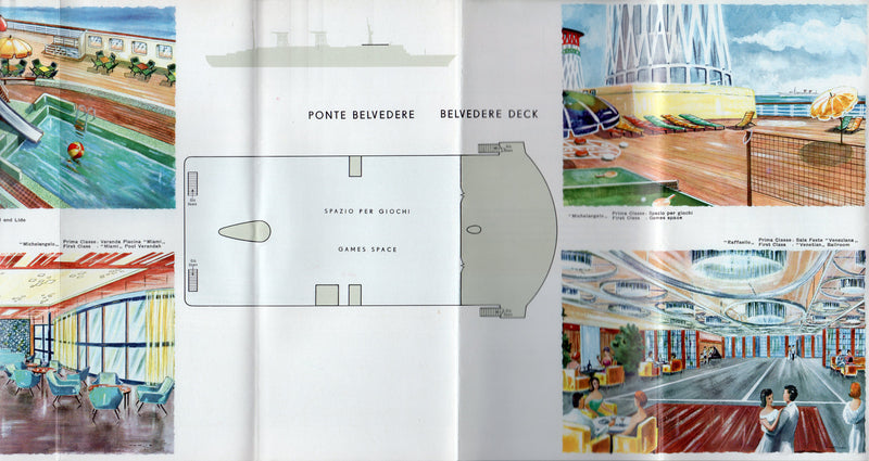 MICHELANGELO & RAFFAELLO: 1965 - Pre-maiden deck plan w/ color renderings