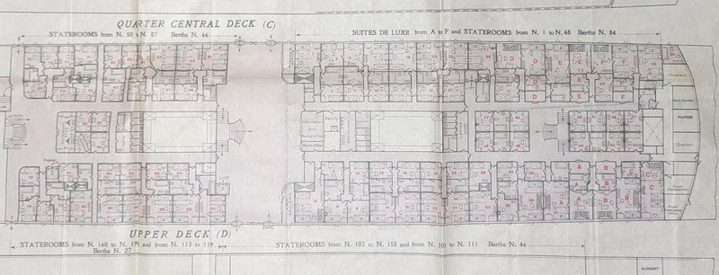 ROMA: 1926 - Large maiden year First Class tissue deck plan