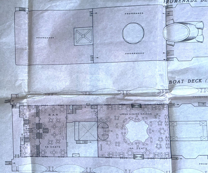 ROMA: 1926 - Large 1926 First & Second class tissue deck plan