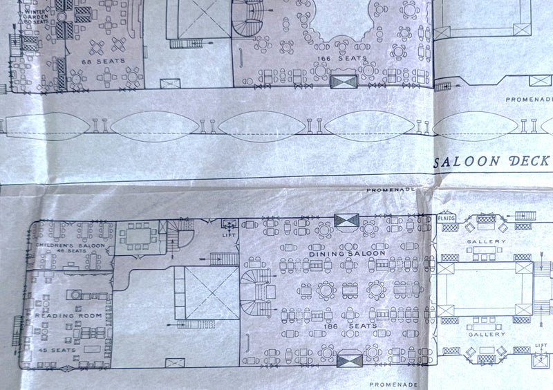 ROMA: 1926 - Large 1926 First & Second class tissue deck plan