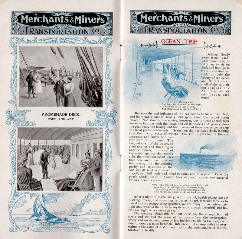 Various: pre-war - Circa 1900 Merchants & Miners Line fleet brochure w/ deck plans