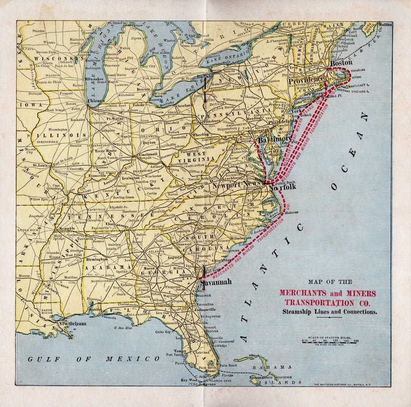 Various: pre-war - Circa 1900 Merchants & Miners Line fleet brochure w/ deck plans