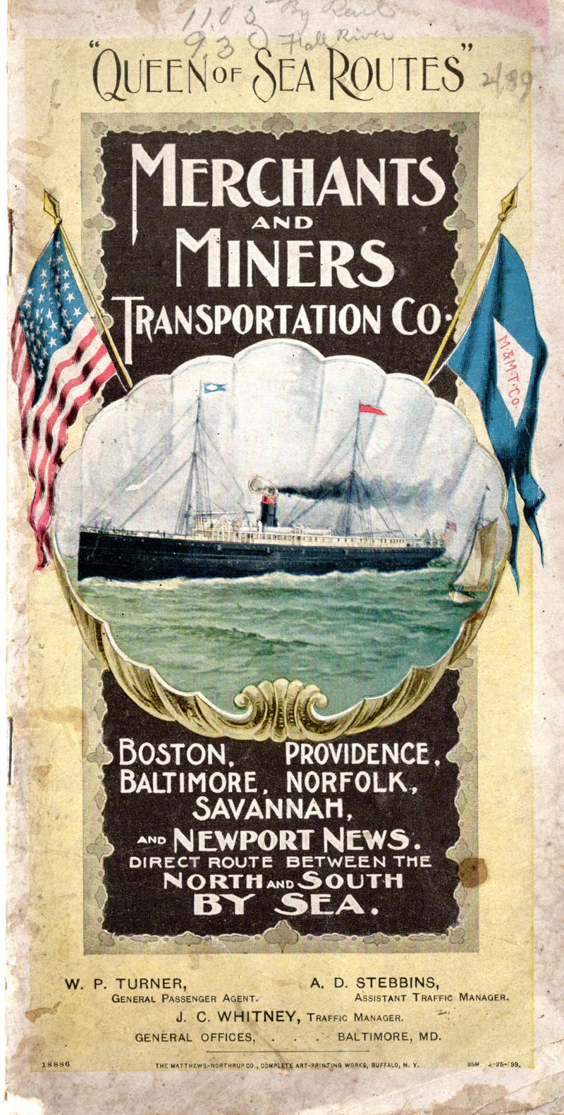Various: pre-war - Circa 1900 Merchants & Miners Line fleet brochure w/ deck plans