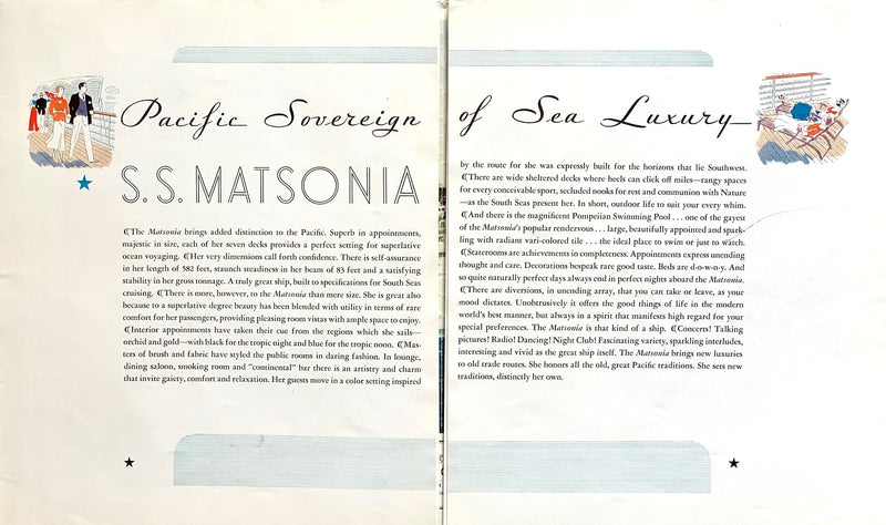 MATSONIA: 1927 - Big 1938 post-rehab deck plan w/ interiors