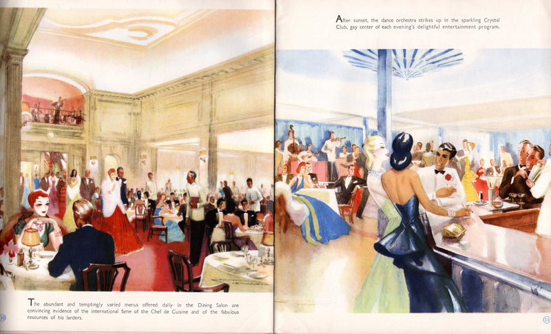 ATLANTIC & ITALIA - Home Lines 1950 deluxe interiors brochure w/ Storace illustrations