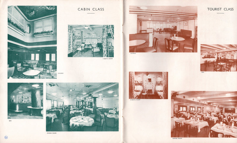 ATLANTIC & ITALIA - Home Lines 1950 deluxe interiors brochure w/ Storace illustrations