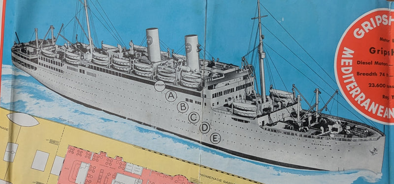 GRIPSHOLM: 1925 - Big 1935 cruise plan w/ deck plans & interior photos