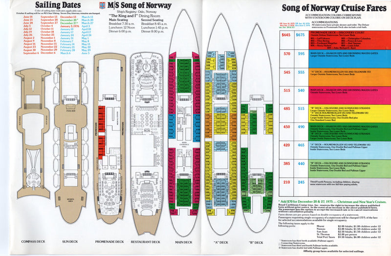 SONG OF NORWAY, SUN VIKING & NORDIC PRINCE - 1976 fleet brochures