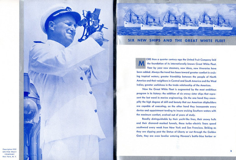 Various{ pre-war - Glitzy, silver intro brochure United Fruit Co. 6 new ships in 1932