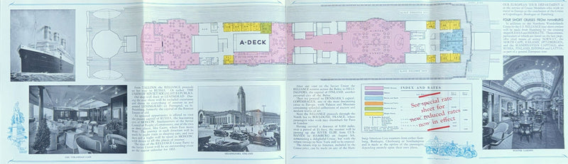 RELIANCE: 1920 - 1932 North Cape brochure w/ detailed deck plans & interiors