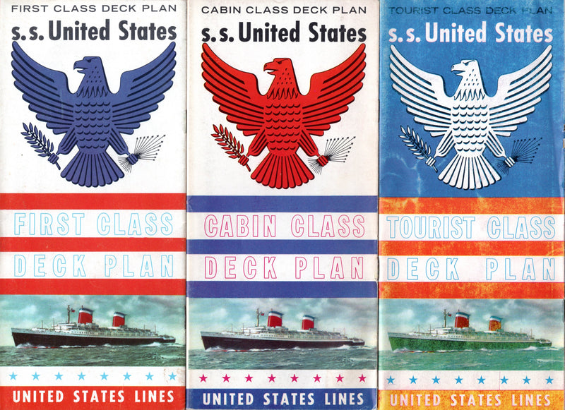 UNITED STATES: 1952 - 3 deck plan set - First, Cabin & Tourist