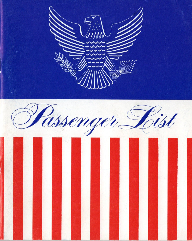 UNITED STATES: 1952 - Tourist Class pax list June 21, 1963