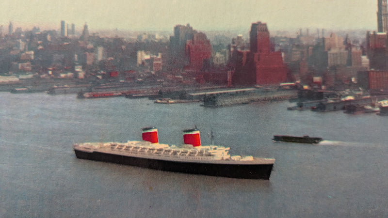 UNITED STATES: 1952 - Framed panoramic photo of SSUS & Manhattan