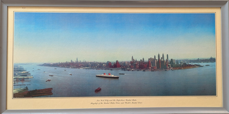 UNITED STATES: 1952 - Framed panoramic photo of SSUS & Manhattan