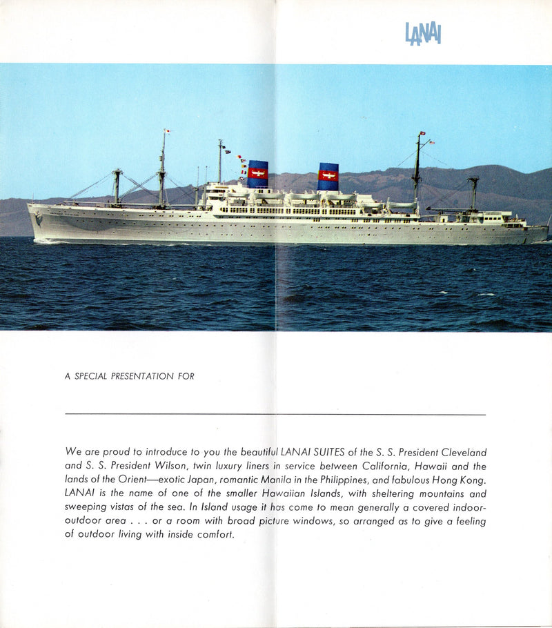 PRESIDEBNT WILSON & PRESIDENT CLEVELAND - Deluxe & elegant Lanai Suite brochure