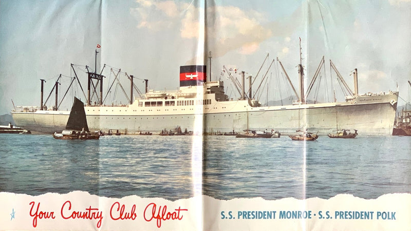 PRESIDENT MONROE & PRESIDENT POLK: 1941 - Large fold-out 1953 brochure w/ plans & interiors